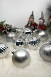 8li Gümüş Rengi Cici Top 8 Cm Simli Mat Parlak Kabartmalı Gri Silver Yılbaşı Yeni Yıl Çam Ağacı Süs