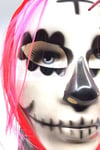Ağzı Dikişli Örümcek Detaylı Maske Halloween Partisi Cadılar Bayramı Siyah Tüllü Mor Saçlı Unisex