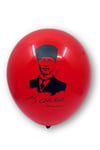 Atatürk Balon 10 Adet 30 Cm Mustafa Kemal Türk Bayrağı Ay Yıldız Kırmızı Beyaz Milli Bayram Balonu