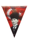Atatürk Baskılı Flama Kendinden Ipe Dizili Ipli Kağıt Ay Yıldız Şerit Bayrak 160x22cm 10 Parça