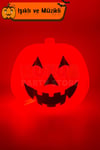Balkabağı 23x19 Cm Işıklı Müzikli Sese Ve Dokunmaya Duyarlı Halloween Dekoru Cadılar Bayramı Süsü