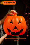 Balkabağı 30x26 Cm Işıklı Müzikli Sese Ve Dokunmaya Duyarlı Halloween Dekoru Cadılar Bayramı Süsü