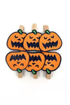 Balkabağı Mandal Turuncu Siyah Renkli Halloween Partisi Cadılar Bayramı Ahşap Mandalı 6 Adet 4.5 Cm