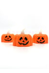 Balkabağı Şekilli Beyaz Işıklı Pilli Tealight Mum Halloween Partisi Cadılar Bayramı 3 Adet 4.5x4.5cm