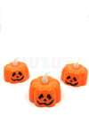 Balkabağı Şekilli Beyaz Işıklı Pilli Tealight Mum Halloween Partisi Cadılar Bayramı 3 Adet 4.5x4.5cm