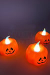 Balkabağı Şekilli Beyaz Işıklı Pilli Tealight Mum Halloween Partisi Cadılar Bayramı 3 Adet 4.5x4.5cm