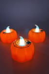 Balkabağı Şekilli Örümcek Baskılı Beyaz Işıklı Pilli Tealight Mum Halloween Partisi 3 Adet 4.5x4.5cm
