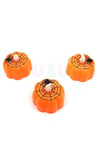 Balkabağı Şekilli Örümcek Baskılı Beyaz Işıklı Pilli Tealight Mum Halloween Partisi 3 Adet 4.5x4.5cm