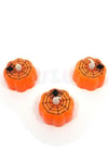 Balkabağı Şekilli Örümcek Baskılı Beyaz Işıklı Pilli Tealight Mum Halloween Partisi 3 Adet 4.5x4.5cm