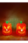 Balkabağı Şekilli Rengarenk Işıklı Pilli Büyük Tealight Mum Halloween Cadılar Bayramı 3 Adet 7x5 Cm