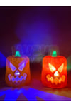 Balkabağı Şekilli Rengarenk Işıklı Pilli Büyük Tealight Mum Halloween Cadılar Bayramı 3 Adet 7x5 Cm