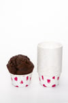 Beyaz 50li Kek Kalıbı Pembe Kalp Baskılı Fırında Dağılmayan 7x3.5 cm Muffin Cupcake Stand Kapsül