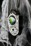Beyaz Gold Oynar Gözlü Kapı Zili 4 Farklı Zil Sesi Asma Aparatlı 18x11 Cm Halloween Cadılar Bayramı