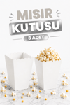 Beyaz Mısır Kutusu 8li Karton Cips Kutusu Düz Renkli 8 Adet Pop Corn Darı Kabı