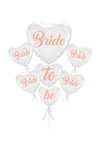 Bride To Be 5 Parça 7 Balon Folyo Kalp Set Beyaz Üstüne Rose Gold Renk 100 Cm Bekarlığa Veda Partisi