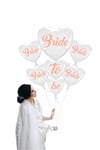 Bride To Be 5 Parça 7 Balon Folyo Kalp Set Beyaz Üstüne Rose Gold Renk 100 Cm Bekarlığa Veda Partisi