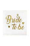 Bride To Be Peçete Gold Yaldızlı Beyaz 16lı Altın Varaklı Bekarlığa Veda Partisi Süsleri Malzemeleri