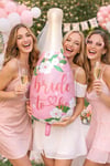 Bride To Be Yazılı Şişe Şekilli 85x35 Cm Folyo Balon Dev Bekarlığa Veda Partisi Çiçekli Balonu