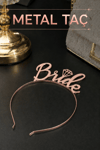 Bride Yazılı Metal Taç Rose Gold Renkli Bakır Renginde Bekarlığa Veda Partisi Konsepti Kaliteli Taç