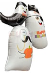 Cadılar Bayramı Folyo Balon 100x95 Cm 3 Lü Hayaletler Beyaz Siyah Renkli Happy Halloween Baskılı Süs