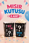 Cinsiyet Belirleme Partisi Mısır Kutusu 8li Kız Mı Erkek Mi Karton Cips Kutusu 8 Adet Pop Corn