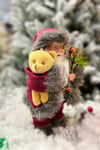 Dans Eden Müzikli Işıklı Noel Baba 30 Cm Kırmızı Kıyafetli Ayıcık Torba Detay Yılbaşı Yeni Yıl Dekor