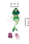 Deniz Kızı 9 Adet Geçici Çocuk Dövmesi Doğum Günü Parti Renkli Tattoo Dövme Little Mermaid Konsepti