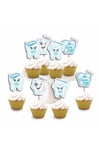 Diş Buğdayı Temalı Mavi 8'li Simli Deluxe Muffin Kalıbı Kürdanı Ikramlık Dekoratif Konsept