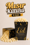 Eid Mubarak Yazılı Mısır Kutusu 8 Adet 8x12 Cm Pop Corn Darı Kabı Ramazan Bayramı Cips Kutusu Gb