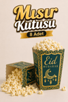 Eid Mubarak Yazılı Mısır Kutusu 8 Adet 8x12 Cm Pop Corn Darı Kabı Ramazan Bayramı Cips Kutusu