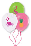 Flamingo Baskılı Balon 10 Adet 30 Cm Ananas Yaprak Detaylı Doğum Günü Partisi Temalı Konsepti Süs