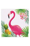 Flamingo Karakterli Peçete Ananas Yaprak Detaylı Doğum Günü Parti Konsepti 16 Adet 16x16 cm