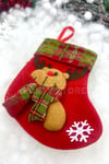 Geyik Yılbaşı Peluş Çorap 12x17 cm Kırmızı Yeşil Renkli Yeni Yıl Çam Ağacı Asmalık Asılan Süs