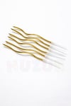 Gold Kıvrımlı Pasta Mumu 6 Adet 15 cm Doğum Günü Mum Seti Kıvrımlı Altın Renk Dekoratif Parti Süsü