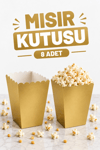 Gold Mısır Kutusu 8li Karton Cips Kutusu Düz Renkli 8 Adet Altın Renk Pop Corn Darı Kabı