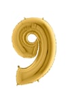 Gold Orta Boy Sarı Folyo Balon 34 Inç Altın 9 Rakamı 75 cm
