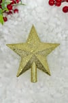 Gold Renk Simli Tepelik 15x14 Cm Parlak Altın Sarısı Pullu Yılbaşı Çam Ağacı Yeni Yıl Tepeliği