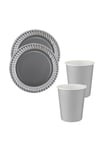Gümüş Renkli Dayanıklı Kullan At 8 Er Adet 22 Cm Doğum Günü Partisi Silver Karton Tabak Bardak Seti