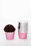 Gümüş Yaldızlı Pembe 12li Kek Kalıbı Yıldız Konfeti Detaylı Fırında Dağılmayan 6.5x5 cm Muffin