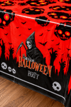 Halloween Desenli Masa Örtüsü 135x180 cm Kırmızı Siyah Cadılar Bayramı Parti Dekorasyon Süsü
