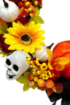 Halloween Kapı Süsü 42x42 Cm Cadı Kazanı Kabak Stick Çiçek Detaylı Siyah Kurdeleli Cadılar Bayramı