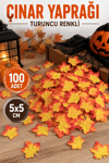 Halloween Konsepti Çınar Yaprağı Turuncu Renkli 100lü Cadılar Bayramı Ürünü 5x5 Cm Tamamlayıcı Ürün