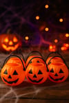 Halloween Mumluk 6'lı Turuncu Renkli Tealight Pilli Pilsiz Mum Koyulabilen Dekoratif Cadılar Bayramı