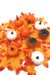 Halloween Partisi Balkabağı Dekoru Turuncu Beyaz Renkli 9 Adet 4.5 cm Cadılar Bayramı Süsleme Süsü