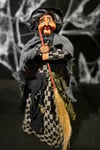 Halloween Partisi Cadı 55 Cm Siyah Damalı Özel Dokuma Kıyafetli Süpürgeli Cadılar Bayramı Dekoru