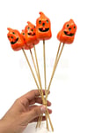 Halloween Stick Strafor Kabaklar 6 Adet 30 Cm Cadılar Bayramı Aranjman Konsept Sunum Dekor Süs