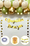 Hoşgeldin Ramazan Yazılı 17 Parça Süsleme Seti 11 Ayın Sultanı Bayramı Led Işıklı Yazı Balon Zincir