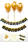 Hoşgeldin Ramazan Yazısı + 3 Gold Metalik Balon + Metalik Balon İpi Süsleme Seti İslami Bayramı Süsü