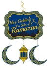 Hoşgeldin Ya Şehr-i Ramazan Asmalı Altın Yaldızlı Tavan Sarkıt Lacivert Konsept Dini Bayram Süsü