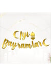 Iyi Bayramlar Yazılı Kaligrafi Banner Gold Renkli 20x210cm Ramazan Kurban Bayramı Altın Renginde Süs